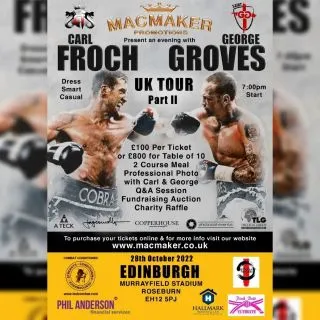 We are proud to announce that we will be sponsoring the upcoming Froch and Groves tour coming to Edinburgh later this year! Thoroughly looking forward to this🥊🥊🥊

@macmaker_promotions_ 
#boxing #mma #boxingtraining #boxinglife #kickboxing #boxeo #muaythai #ufc #boxingworkout #boxingnews #miketyson #fight #boxingworld #boxinggloves #boxinggym #scotland #knockout #carlfroch #fighter #anthonyjoshua #boxinghype #boxingday #tysonfury #boxingcoach #boxingdrills #bjj #georgegroves #murryfield #martialarts #boxer